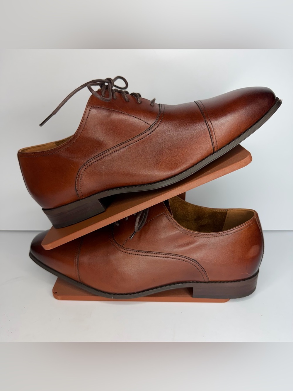 FLORSHEIM Francisco Cognac Cap Toe Oxford Size 11 3E Extra WIDE Leather Shoes